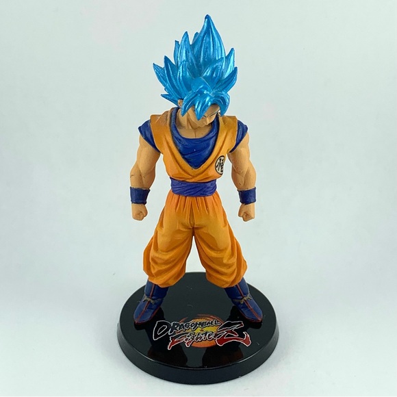 DBZ Dragon Ball FighterZ Super Saiyan Blue Goku 4" Figure with Stand Gamestop - Picture 2 of 16